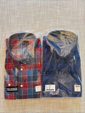 Lot of 2 Paul Fredrick Men’s XXL Long Sleeve Button Down Cotton Shirts NWT